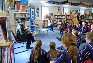 Author Terry Pratchett Giving a Talk to Pupils at Kimbolton school