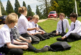 Pupils Sitting Outside During a Break-time at Kimbolton School