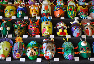 Display of Masks at the Kimbolton Prep School Annual Art and Design Exhibition