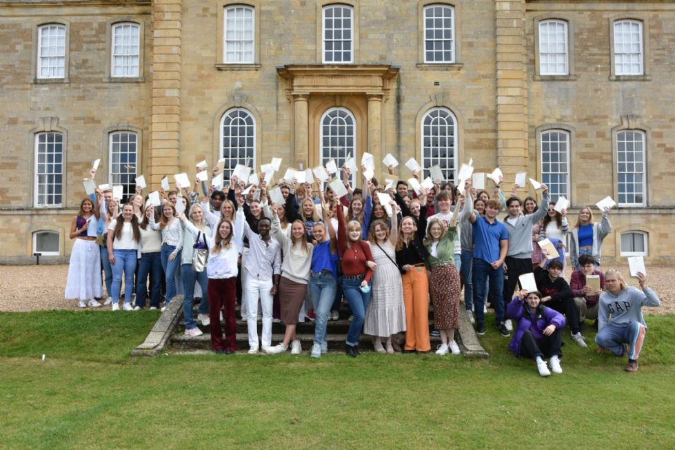 Students celebrating outside the Castle