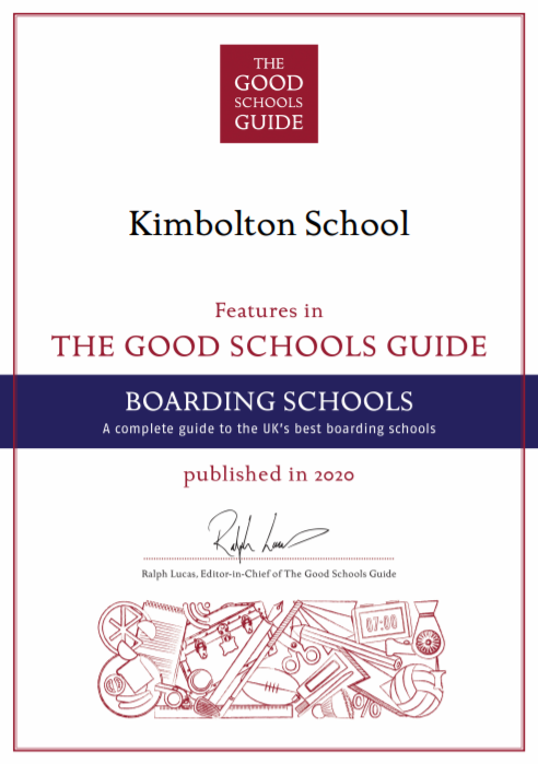 Kimbolton's Good Schools Guide Boarding 2020 Certificate